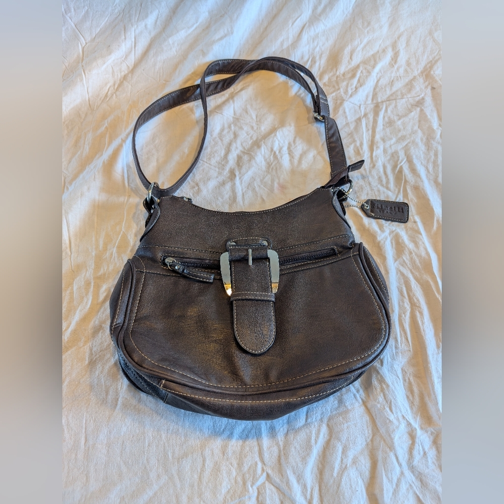 2/30$ NWT Minelli Chocolate Brown Crossbody Bag